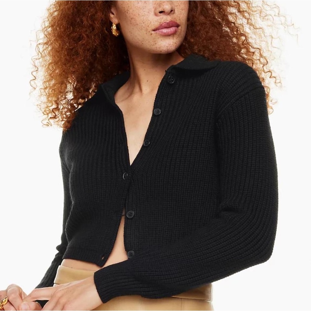 Black Aritzia cropped sweater- next door Wilfred (wool & cotton)